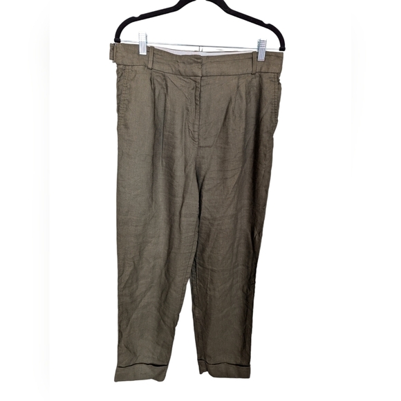 Reiss linen blend pants olive green sz 8 - Picture 1 of 12